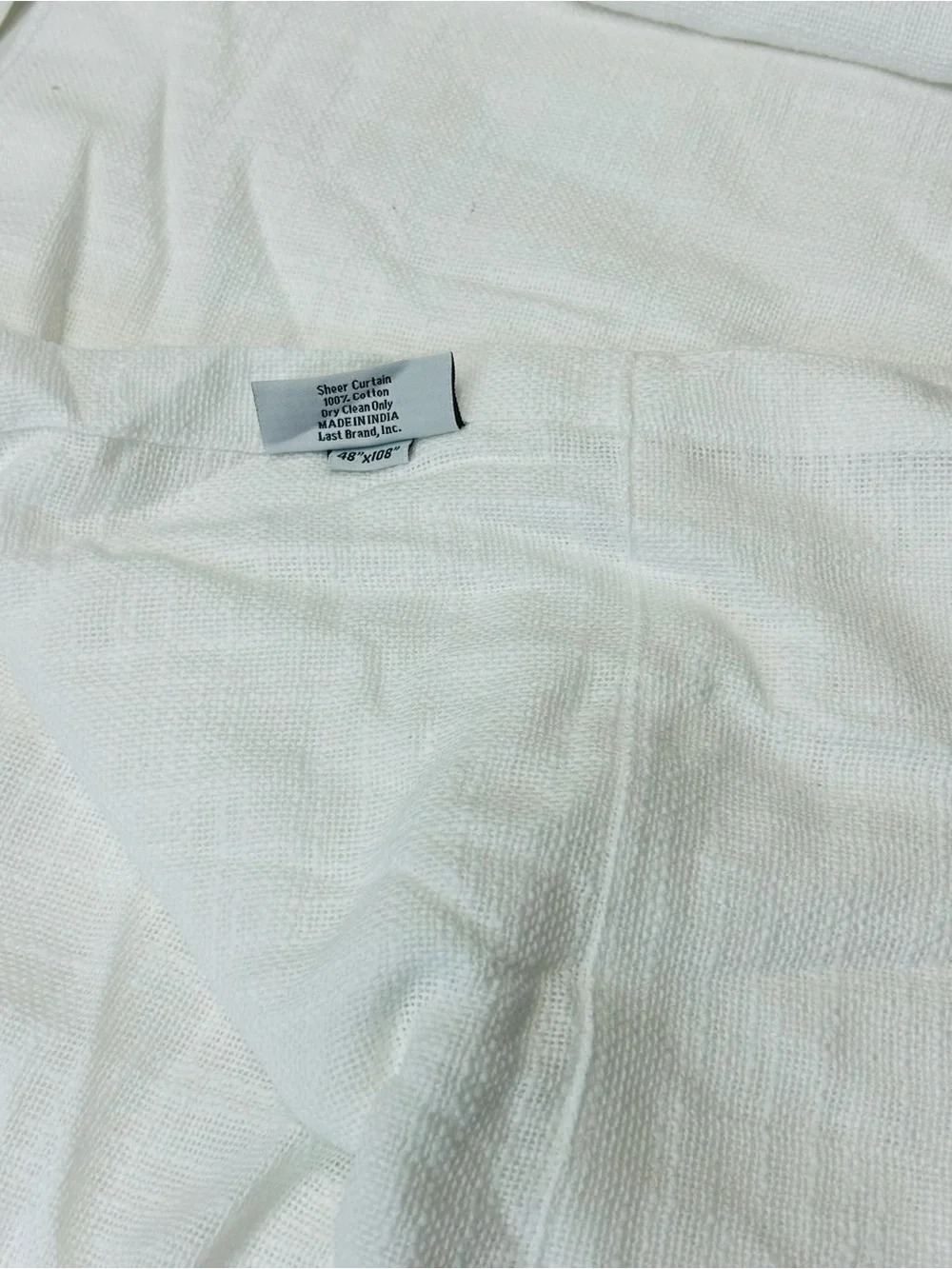 QUINCE Set Of 2 48x108 Cotton Sheer Curtains White 0125